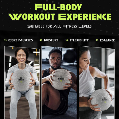 Slam Ball,10, 15, 20Lb Medicine Balls, Tread Texture for Firm Grip, Full Body Workout Dynamic Weighted Balls for Exercise, Smash Balls for Strength, Conditioning, Cardio and Core Workouts