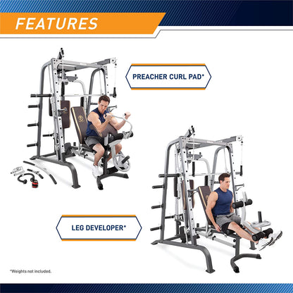 Smith Cage Workout Machine - Comprehensive Full Body Strength Training Home Gym System with Leg Developer, Press Bar, PEC Deck, and Squat Rack