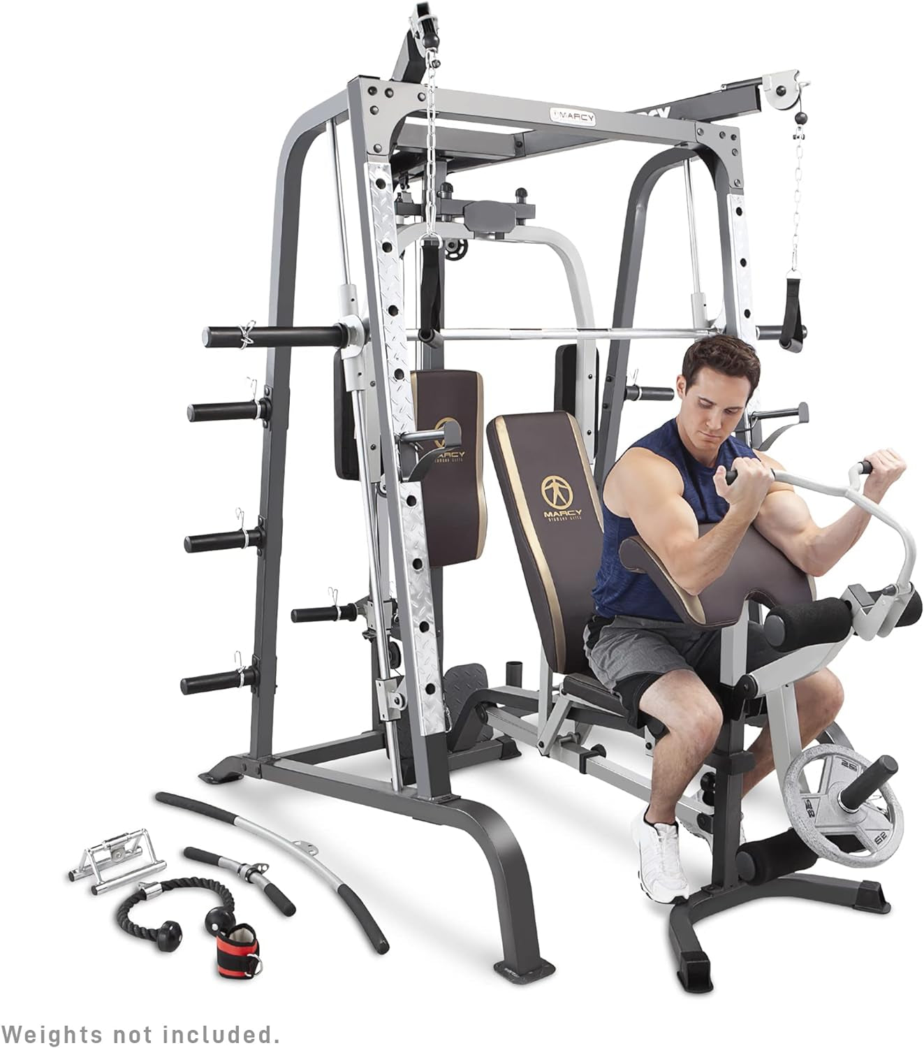 Smith Cage Workout Machine - Comprehensive Full Body Strength Training Home Gym System with Leg Developer, Press Bar, PEC Deck, and Squat Rack