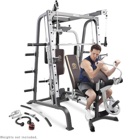 Smith Cage Workout Machine - Comprehensive Full Body Strength Training Home Gym System with Leg Developer, Press Bar, PEC Deck, and Squat Rack