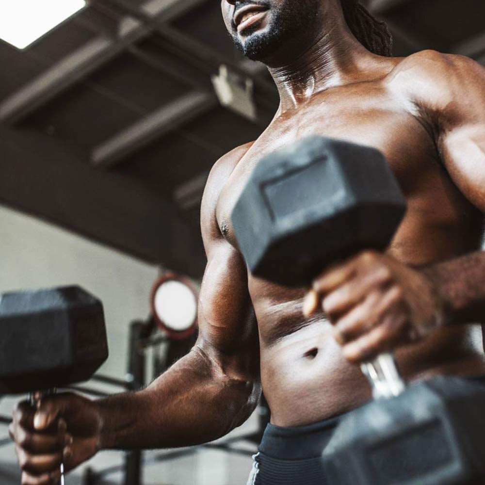 Rubber Coated Hex Dumbbell Set (5-25 lbs) with Storage Rack - Non-Slip Design for Muscle Toning, Strength Training, and Weight Management - Available in Multiple Options