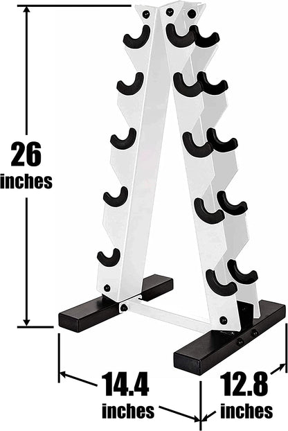 Rubber Coated Hex Dumbbell Set (5-25 lbs) with Storage Rack - Non-Slip Design for Muscle Toning, Strength Training, and Weight Management - Available in Multiple Options