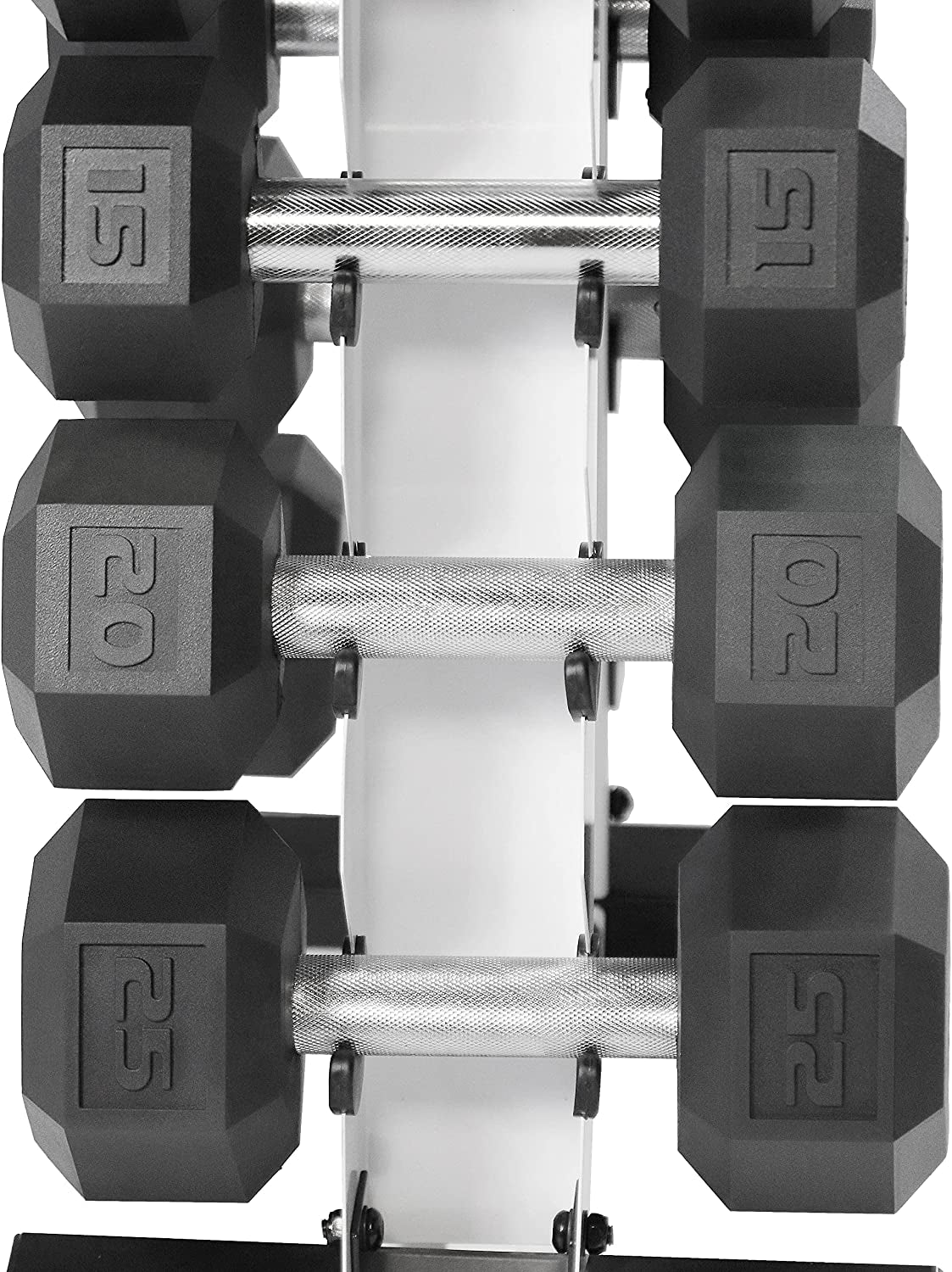 Rubber Coated Hex Dumbbell Set (5-25 lbs) with Storage Rack - Non-Slip Design for Muscle Toning, Strength Training, and Weight Management - Available in Multiple Options